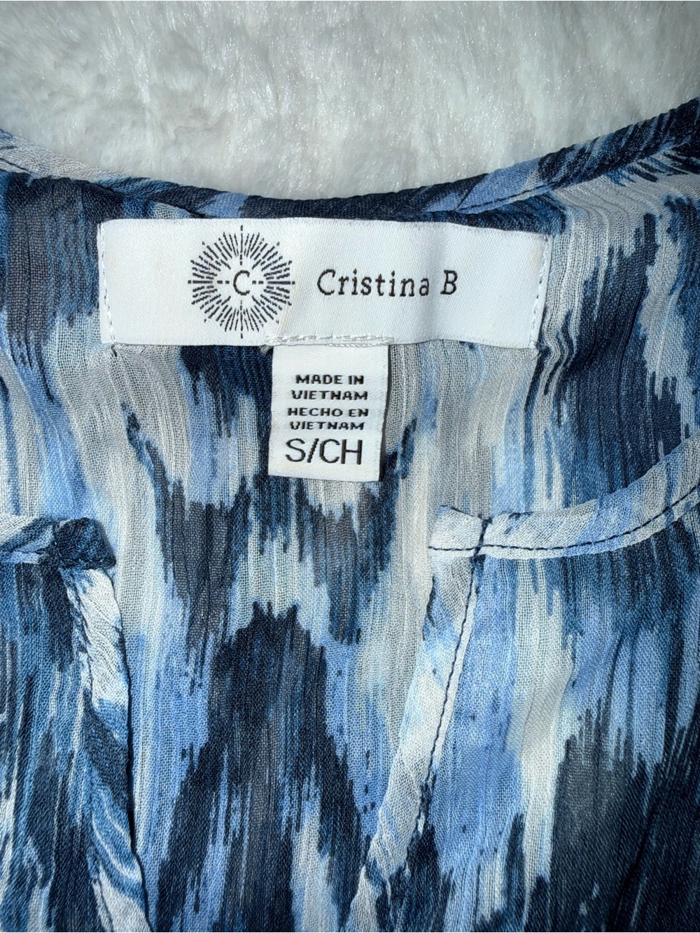 3 x 20$ Cristina Blue & White Ikat-Print Sleeveless Camisole Size S - Picture 4 of 6